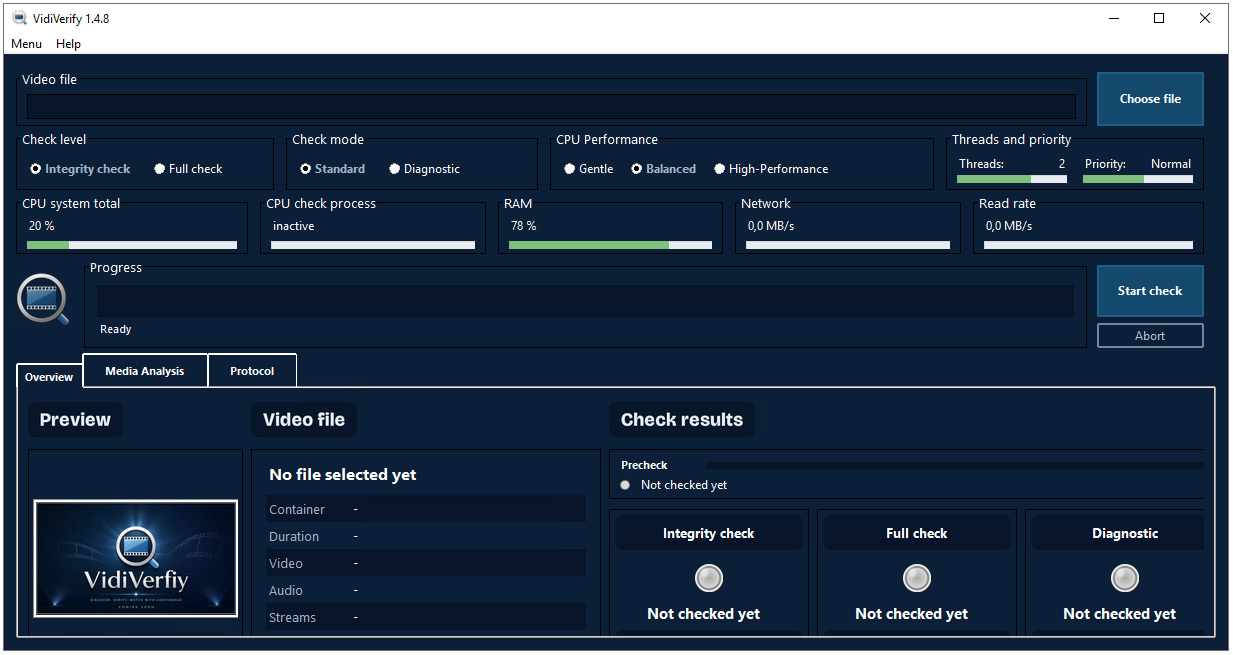 دانلود VidiVerify 1.4.8 - نرم افزار چک کردن فایل های ویدیویی و
